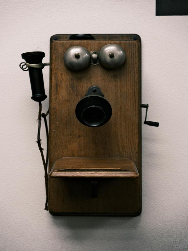 oak wall mounted antique telephone vintage communication piece