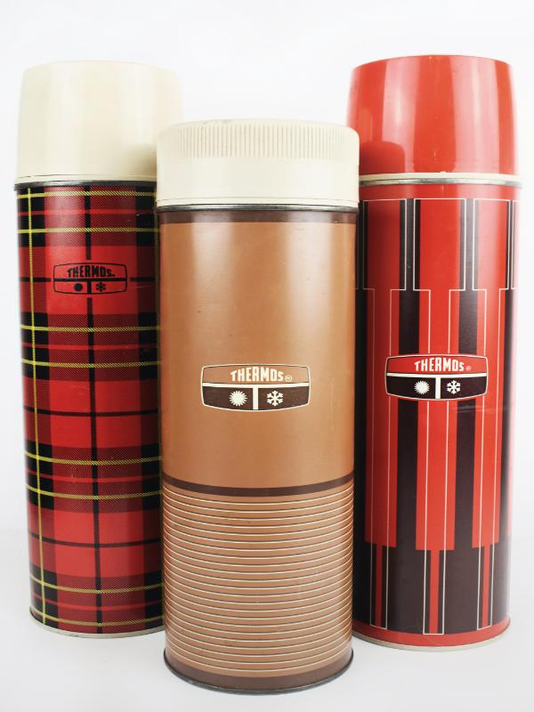 plaid thermos set vintage retro collectibles